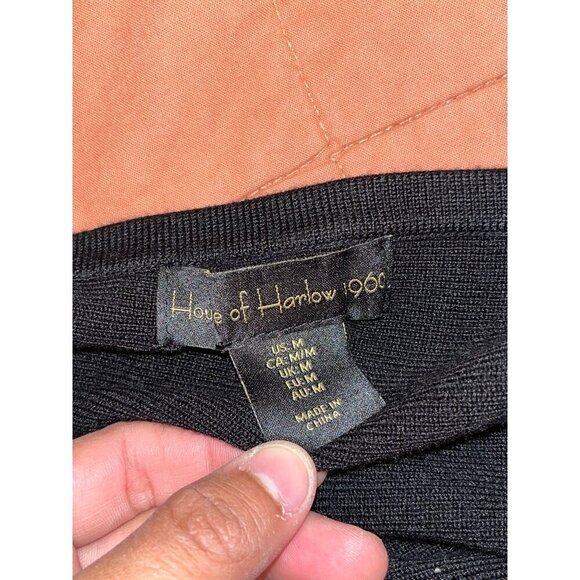 House Of Harlow 1960 Black One-Shoulder Knit Midi Dress Women's Size M - Picture 4 of 8